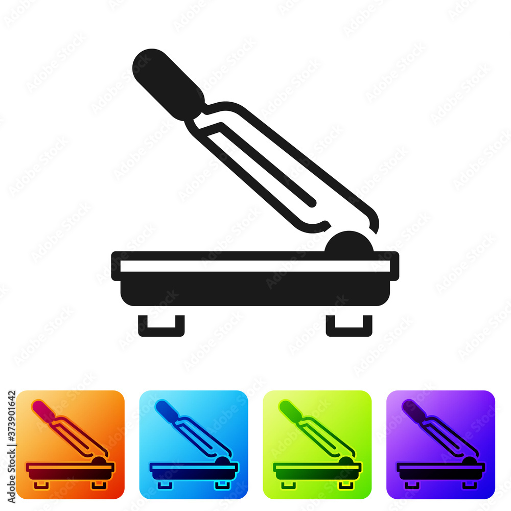 Poster black paper cutter icon isolated on white background. set icons in color square buttons. vector.