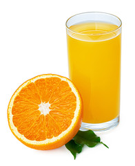 Glass of orange juice isolated on white