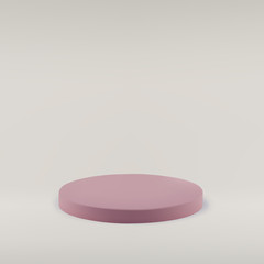 Pink round cylinder , stair, podium on a white background in studio. 3d realistic vector illustration