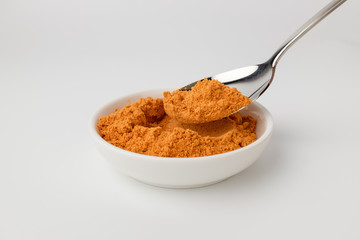 Instant ramen soup on white background