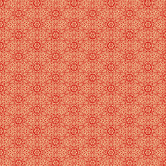 Red and gold filigree ornament, styled mandala seamless pattern