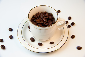 Coffee Cup with aromatic coffee beans