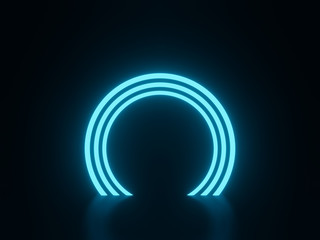 3D rendering blue circles neon