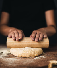 rolling pin and dough