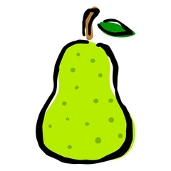 Illustration of Pear: Illustration like hand drawn illustration with ink and brush