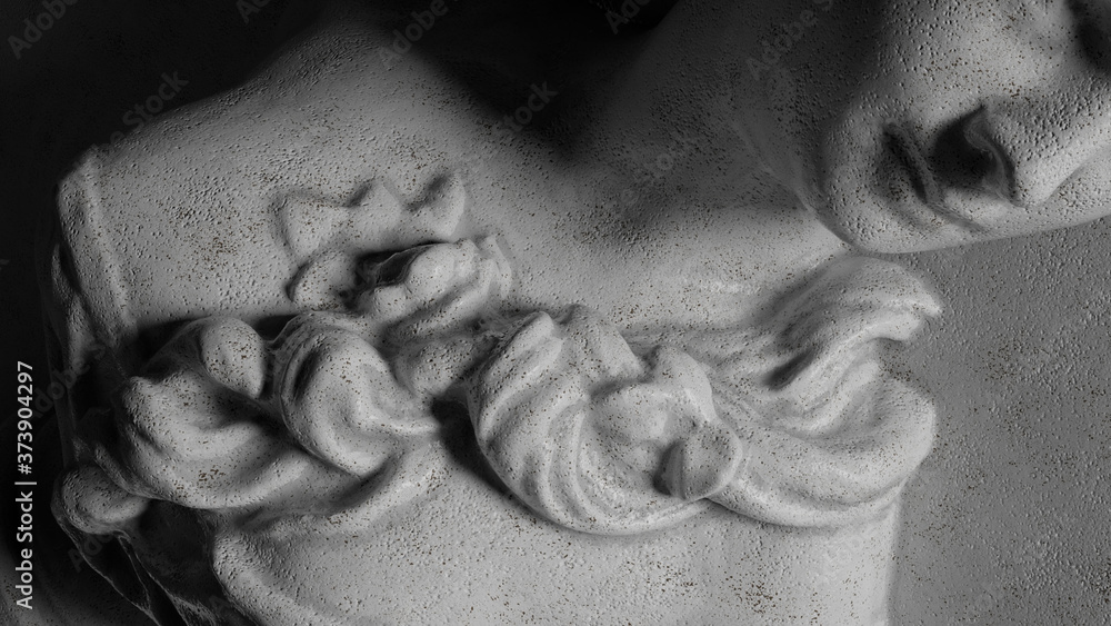Poster 3d render of abstract statue element. elegant decorative background. closeup.