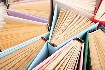 Fototapeta premium Books background for wisdom, science and education. Reading and writing concept