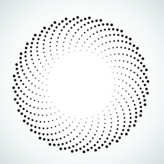 Halftone dots in circle form. round logo . vector dotted frame . design element