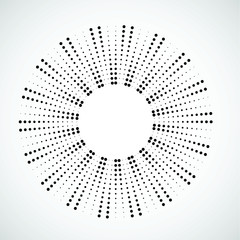 Halftone dots in circle form. Circular Music equalizer . Audio waves . Sound frequency . round logo . vector dotted frame . design element