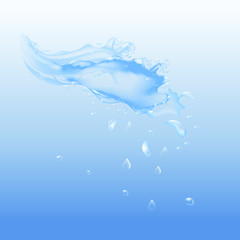 Water splash with drops.Vector illustration.Isolated elements.