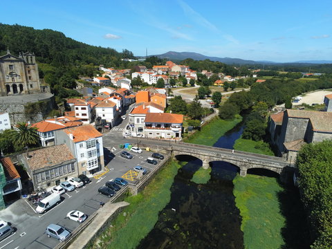 Padron, beautiful village of  A Coruña,Galicia,Spain. Aerial Drone Photo