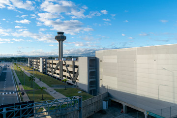 New Viracopos international airport in Campinas, with blue sky and clouds