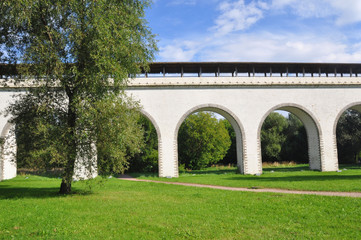 Fototapeta na wymiar Waterworks Rostokinsky aqueduct in the Yauza River Valley