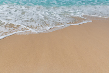 Naklejka na ściany i meble Tropical beach and turquoise sea. Luxury travel summer holiday background concept. 