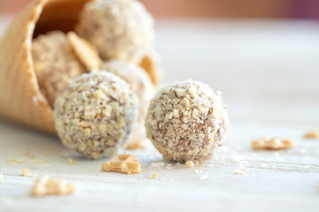 Milk chocolate candy. Handmade sweetness. High quality photo.