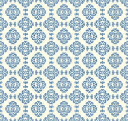 Seamless light background with grey pattern in baroque style. Vector retro illustration. Ideal for printing on fabric or paper for wallpapers, textile, wrapping. 