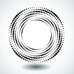 Halftone dots in circle form. round logo . vector dotted frame . design element