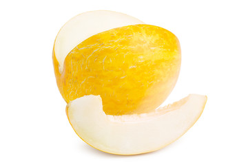 whole and slices of melons isolated on a white background