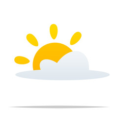 Cloudy sun vector isolated illustration