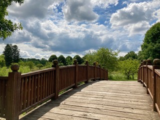 wooden bridge over the river