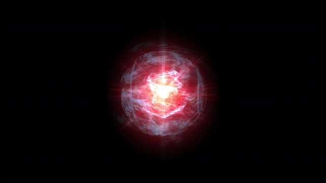 Fire red energy ball effect aura glow spin with 3d rendering include alpha channel.