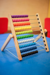 game scores for children on a stand stand on a blue game table