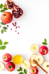 Apple feast day. Rosh Hashana jewish holiday concept - top view