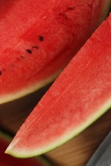 Delicious juicy red watermelon on the table