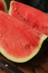 Delicious juicy red watermelon on the table