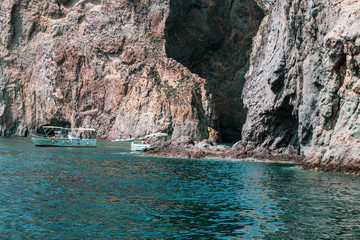 Fototapeta premium Ponza Island, Italy - 27 July 2019: Totally View of Palmarola, a little island close the harbor of Ponza island in the summer season