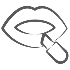 

Lip gloss icon, applying lipstick on lips vector 
