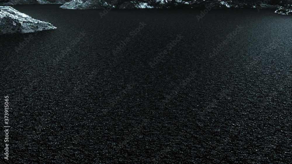 Poster 3d render of abstract surface with black noise. computer generated ebb and flow effect on the shore.