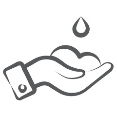 
Icon of water drop on hand depicting save water
