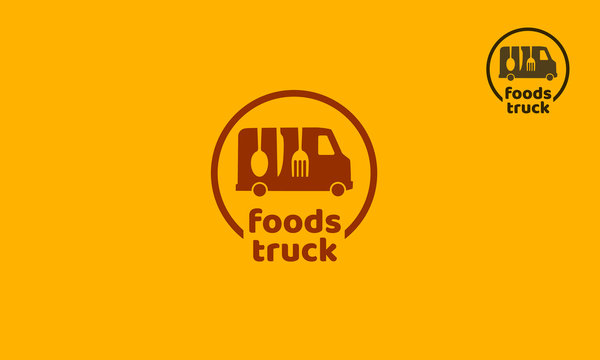 Food Truck Vector Logo Ilustration. This Logo for restaurant delivery service or food festival. 