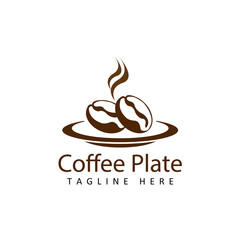 plate of coffee seed logo template design vector with isolated white background