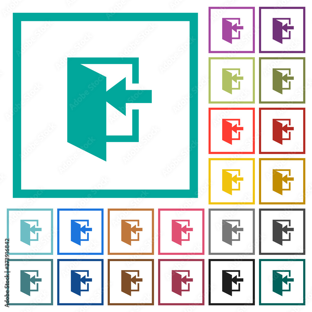 Poster enter flat color icons with quadrant frames