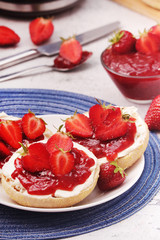 Wheat sandwiches with strawberry marmalade