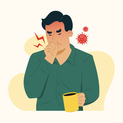 Disease concept cough illustration