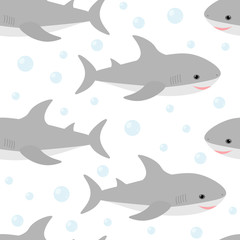 Seamless pattern cute shark vector illustration