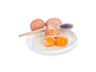 Onsen eggs isolated on white background.