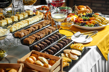 Restaurant lunch catering buffet with sweets