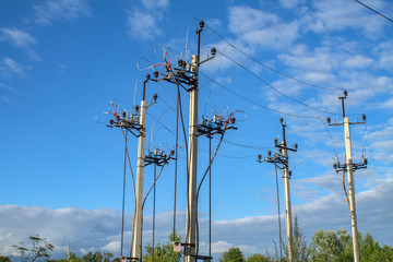 Power line supports.  Lots of wires