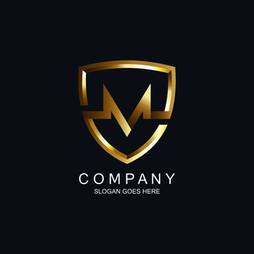 Letter m and shield logo