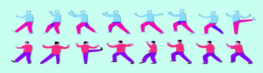 Fototapeta na wymiar set of asian martial arts cartoon icon design template with various models. vector illustration