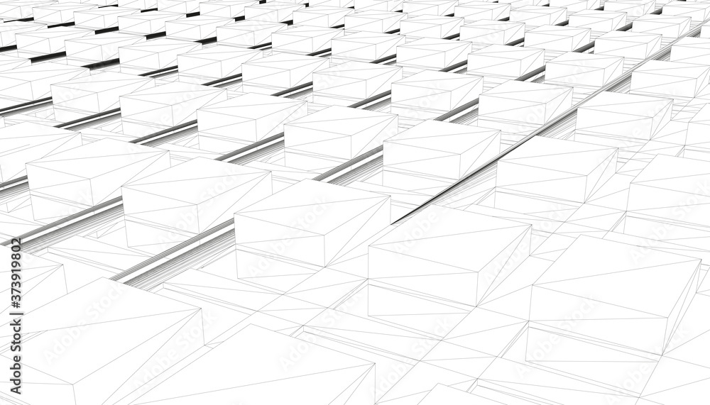 Aufkleber abstract background with wireframe of many squares. 3d. vector illustration