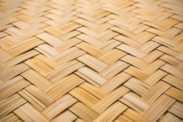 Close up, bamboo weave texture for background. Selective focus