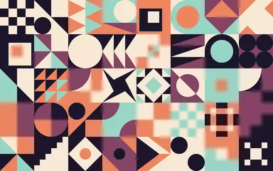 Papier peint Style rétro Composition de motifs vectoriels géométriques abstraits Neo Geo Art