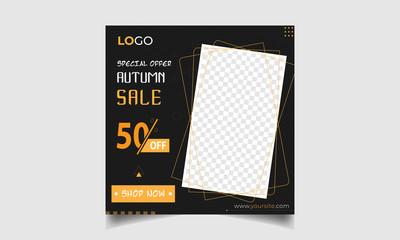 Social Media Post Instagram New Autumn Sale Fashion Banner Template