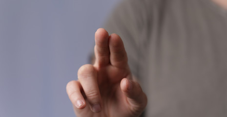 A man pressing button. Innovation technology internet business concept. Space for text.