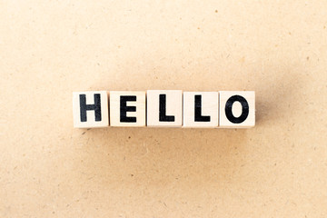 Alphabet letter block in word hello on wood background © bankrx